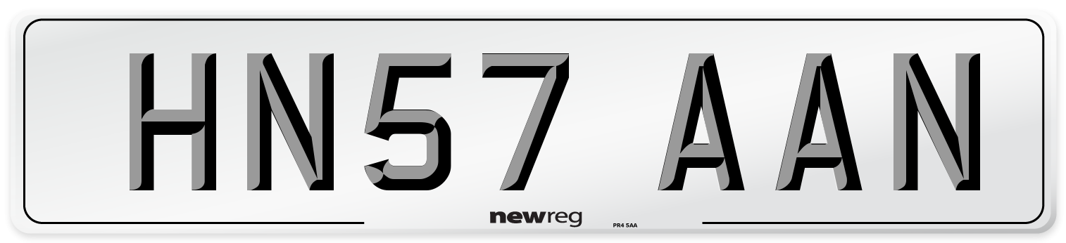 HN57 AAN Number Plate from New Reg